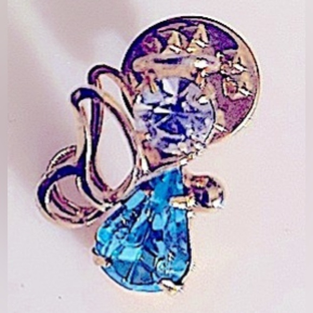 Add 1 Free💰/bundle Blue White crystal Angel tackpin, w halo XMAS or birthstone